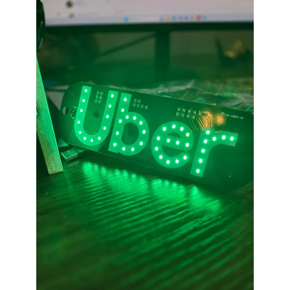 Rideshare LED Light Sign Green Rideshare Car Windshield USB Powered - Picture 1 of 10